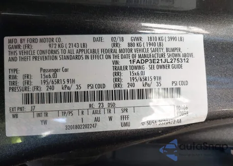 2018 Ford Focus S from USA, damaged, VIN 1FADP3E21JL275312